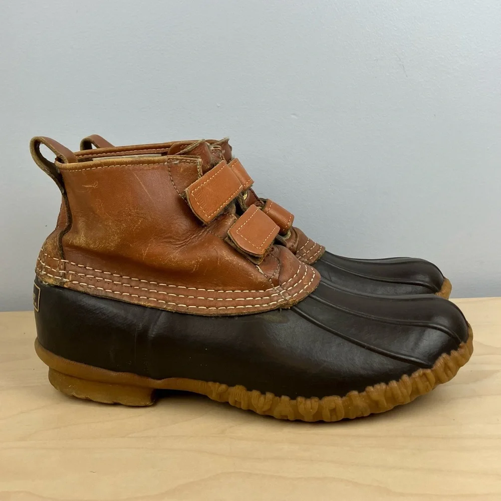 Vintage L.L. Bean Men’s Size 8.0 M Duck Boots Brown Leather Straps Hunting Shoe